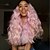 halpa Synteettiset peruukit pitsillä-Synteettiset pitsireunan peruukit Kinky Curly Kardashian Tyyli Monofilamentti / L-muotoinen / puolet Suojuksettomat Peruukki Vaaleanpunainen Pinkki Synteettiset hiukset Naisten Heat Resistant