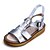 preiswerte Damensandalen-Damen Sandalen Flache Sandalen Plattform Creepers Offene Spitze Normal Draussen Schnalle PU Sommer Weiß / Schwarz / Silber