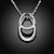billige Mote Halskjede-Women&#039;s Crystal Pendant Necklace Interlocking Horseshoe Luxury Fashion Synthetic Gemstones Sterling Silver Silver Plated White Necklace Jewelry For Party Daily Casual / Imitation Diamond