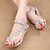 billige Sandaler til kvinder-Dame Sandaler Wedge-sandaler Krystal Sandaler Flade sandaler Strand Sommer Krystal Flade hæle Komfort PU Sølv Gylden