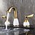 abordables Grifería para lavabos-Bathroom Sink Faucet - Widespread Ti-PVD Widespread Two Handles Three HolesBath Taps / Ceramic