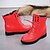 cheap Women&#039;s Boots-Women&#039;s Boots Flat Heel Round Toe Lace-up PU Comfort / Fashion Boots Fall / Winter Red / White / Black