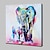 cheap Animal Paintings-Oil Painting Hand Painted Pop Art Modern Stretched Canvas With Stretched Frame