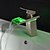 levne Klasické-Koupelna Umyvadlová baterie - Vodopád / LED Broušený nikl Baterie na střed Single Handle jeden otvorBath Taps / Mosaz