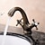 cheap Classical-Antique Copper Contemporary Bathroom Faucet,Centerset Widespread Two Handles One Hole Bathroom Sink Faucet with Hot and Cold Switch and Ceramic Valve