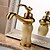 お買い得  浴室・洗面台用水栓金具-バスルームのシンクの蛇口 - 組み合わせ式 Ti-PVD センターセット シングルハンドルつの穴Bath Taps