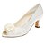 cheap Wedding Shoes-Women&#039;s Heels Chunky Heel Peep Toe Wedding Dress Party &amp; Evening Crystal Satin Flower Elastic Fabric Ivory