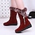 cheap Women&#039;s Boots-Women&#039;s Boots Winter Comfort Fleece Casual Flat Heel Zipper Black Burgundy