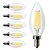 abordables Bombillas-6pcs Bombillas de Filamento LED 380 lm E12 C35 4 Cuentas LED COB Regulable Blanco Cálido 110-130 V / 6 piezas / Cañas