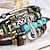 cheap Men&#039;s Jewelry-Men&#039;s Turquoise Leather Bracelet Classic Retro Leaf Punk Classic Rock Leather Bracelet Jewelry Black / Silver / Red / Orange / Light Brown For Gift Daily Beach