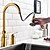 cheap Kitchen Faucets-Kitchen faucet - Single Handle Two Holes Ti-PVD Pull-out / ­Pull-down Widespread Modern / Brass