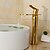 お買い得  浴室・洗面台用水栓金具-バスルームのシンクの蛇口 - 滝状吐水タイプ ローズゴールド センターセット シングルハンドルつの穴Bath Taps