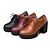 abordables Richelieu femme-Femme Oxfords Talon Bas Bout pointu Confort Décontracté Lacet Polyuréthane Noir / Rouge Bordeaux / Marron