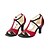 abordables Zapatos de baile latino-Mujer Latino Semicuero Sandalia Entrenamiento Cristal Tacón Cuadrado Negro 5-7cms Personalizables