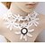 abordables Gargantillas-Mujer Gargantillas Collar hebras de perlas damas Tatuaje Moda Perla Tela de Encaje Blanco Gargantillas Joyas Para Boda Fiesta Disfraces de cosplay / Collar con perlas / tatuaje Gargantilla