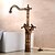 お買い得  浴室・洗面台用水栓金具-バスルームのシンクの蛇口 - 組み合わせ式 アンティーク銅 センターセット 二つのハンドルつの穴Bath Taps