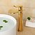 お買い得  浴室・洗面台用水栓金具-バスルームのシンクの蛇口 - 滝状吐水タイプ ローズゴールド センターセット シングルハンドルつの穴Bath Taps