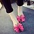 baratos Sandálias de mulher-Mulheres Sapatos PVC Verão Conforto Sandálias Caminhada Sem Salto Laço Vermelho / Azul / Champanhe