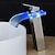 cheap Classical-LED Bathroom Sink Mixer Faucet Waterfall Spout 3 Color Temperature, Tall Vessel Taps Single Handle One-hole Monobloc Basin Taps Washroom