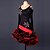 billige Klær til latindans-Latin Dance Dress Ruffles Crystals / Rhinestones Performance Long Sleeve High Spandex Lace Organza