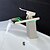 economico Classici-Lavandino rubinetto del bagno - Cascata / Con LED Nickel spazzolato Installazione centrale Una manopola Un foroBath Taps / Ottone