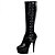 abordables Botas de mujer-Mujer Botas Plataforma Tacón Stiletto Dedo redondo Botas de Moda Zapatos del club Vestido Fiesta y Noche Con Cordón Cuero Patentado Invierno Negro