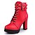 זול מגפי נשים-בגדי ריקוד נשים מגפיים קזו&#039;אל משרד קריירה חורף אבזם רוכסן שרוכים עקב עבה נוחות מגפיים אופנתיים מגפיי קרב הליכה עור שחור אדום