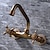 cheap Wall Mount-Wall Mount Bathroom Sink Mixer Faucet, Widespread Brass 3 Holes 2 Handles Vintage Basin Taps Washroom with Hot and Cold Water Hose