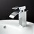 cheap Classical-Bathroom Sink Faucet,Brass Single Handle One Hole Silvery Waterfall Concise Style Chrome Centerset Bath Taps