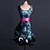 cheap Latin Dancewear-Latin Dance Dress Ruffles Pattern / Print Split Joint Women&#039;s Performance Practise Sleeveless Spandex Lace Organza