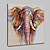お買い得  動物画-動物の油絵 印象派 象 手描き 正方形 ポップアート モダン ストレッチキャンバス