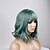 cheap Synthetic Trendy Wigs-Synthetic Wig Natural Wave Natural Wave Bob With Bangs Wig Short Green Synthetic Hair Women&#039;s Middle Part Green