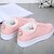 cheap Women&#039;s Sneakers-Women&#039;s Sneakers Fall Comfort PU Casual Flat Heel Lace-up Black Blushing Pink Pink/White Walking
