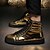 baratos Botas para Homem-Masculino sapatos Couro Envernizado Primavera Outono Inverno Conforto Botas da Moda Botas Para Casual Dourado Preto Prata