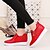 זול מוקסינים לנשים-נשים-נעלי ספורט-PU-נוחות-שחור אדום-יומיומי-עקב שטוח