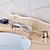 זול ברזים לחדר האמבטיה-חדר רחצה כיור ברז - מפל מים ניקל מוברש חורים צדדיים שתי ידיות שלושה חוריםBath Taps / Brass