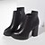 cheap Women&#039;s Boots-Women&#039;s Boots Comfort Fashion Boots PU Winter Casual Comfort Fashion Boots Zipper Chunky Heel Black 3in-3 3/4in