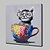 halpa Eläintaulut-mintura® handmålade stygg kattdjur oljemålning på duk modern abstrakt väggkonst bilder för vardagsrum heminredning redo att hänga med sträckt ram