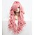 billige Kostymeparykk-cosplay kostyme parykk syntetisk parykk cosplay parykk bølget bølget lagdelt hårklipp med pannelugg med hestehale parykk rosa langt rosa syntetisk hår kvinners midtre del rosa hårglede