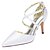 abordables Escarpins femme-Femme Chaussures à Talons Talon Aiguille Bout pointu Mariage Soirée &amp; Evénement Boucle Satin Elastique Blanche / Ivoire / 3-4