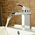 お買い得  浴室・洗面台用水栓金具-バスルームのシンクの蛇口 - 滝状吐水タイプ クロム センターセット シングルハンドルつの穴Bath Taps