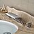 お買い得  浴室・洗面台用水栓金具-バスルームのシンクの蛇口 - LED / 滝状吐水タイプ クロム 組み合わせ式 二つのハンドル三穴Bath Taps / 真鍮