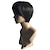 זול פאות איכותיות במיוחד-פאות סינתטיות גלי Kardashian סגנון פיקסי קאט ללא מכסה פאה שחור שיער סינטטי בגדי ריקוד נשים עמיד לחום שחור פאה קצר / Yes