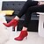 Недорогие Женские ботинки-Черный Красный-Для женщин-Повседневный-Полиуретан-На шпильке-Удобная обувь-Ботинки