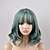cheap Synthetic Trendy Wigs-Synthetic Wig Natural Wave Natural Wave Bob With Bangs Wig Short Green Synthetic Hair Women&#039;s Middle Part Green