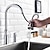 Недорогие Смесители для кухни-Kitchen faucet - Single Handle Two Holes Chrome Pull-out / ­Pull-down / Tall / ­High Arc Widespread Antique Kitchen Taps