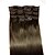 billige Extensions med påsætningsclip-Ret Clips på Menneskehår Extensions 8pcs / Pack Mørkebrun Afbleget Blond 24 tommer