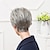 abordables Pelucas naturales de malla-Mezcla de cabello humano Peluca Corta Recto Corte Pixie Peinados cortos 2020 Con flequillo Corte Recto Sombra Parte lateral Mujer Gris