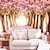 economico Decalcomanie da parete-effetto pelle 3d shinny contemporaneo grande murale carta da parati fiori rosa caldi e alberi decorazione della parete di arte