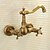 preiswerte Waschbeckenarmaturen-Waschbecken Wasserhahn - Wasserfall Antikes Kupfer Mittellage Zwei Löcher / Zwei Griffe Zwei LöcherBath Taps